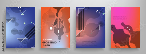 Covers templates set with graphic geometric elements. Applicable for brochures, posters, covers and banners. Vector illustrations.