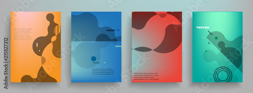 Covers templates set with graphic geometric elements. Applicable for brochures, posters, covers and banners. Vector illustrations.