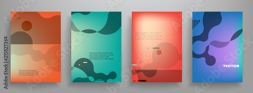 Covers templates set with graphic geometric elements. Applicable for brochures, posters, covers and banners. Vector illustrations.