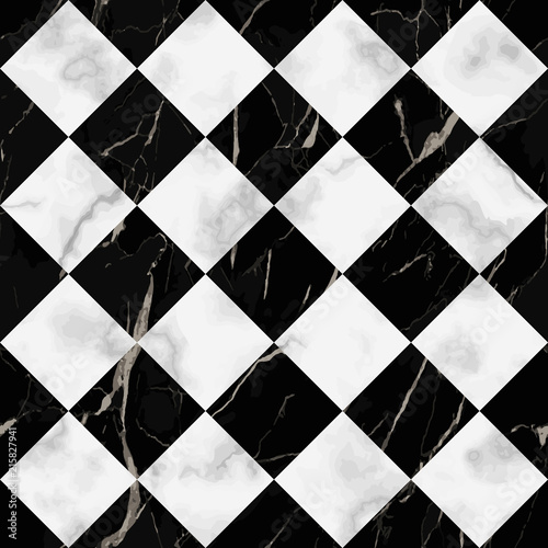 Marble Luxury Check Diagonal Seamless Pattern