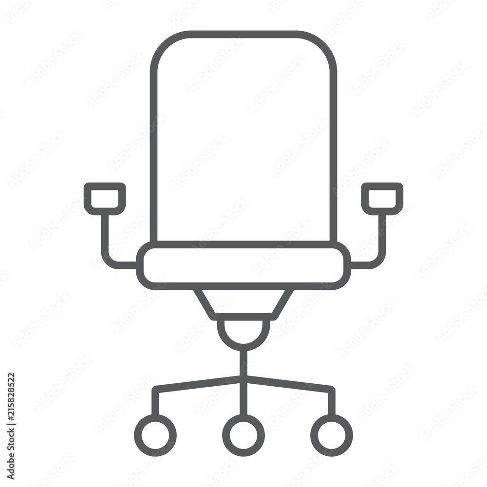 Office chair thin line icon, office and work, chair sign, vector graphics, a linear pattern on a white background, eps 10. Office chair thin line icon, office and work, chair sign, vector graphics, a linear pattern on a white background, eps 10.