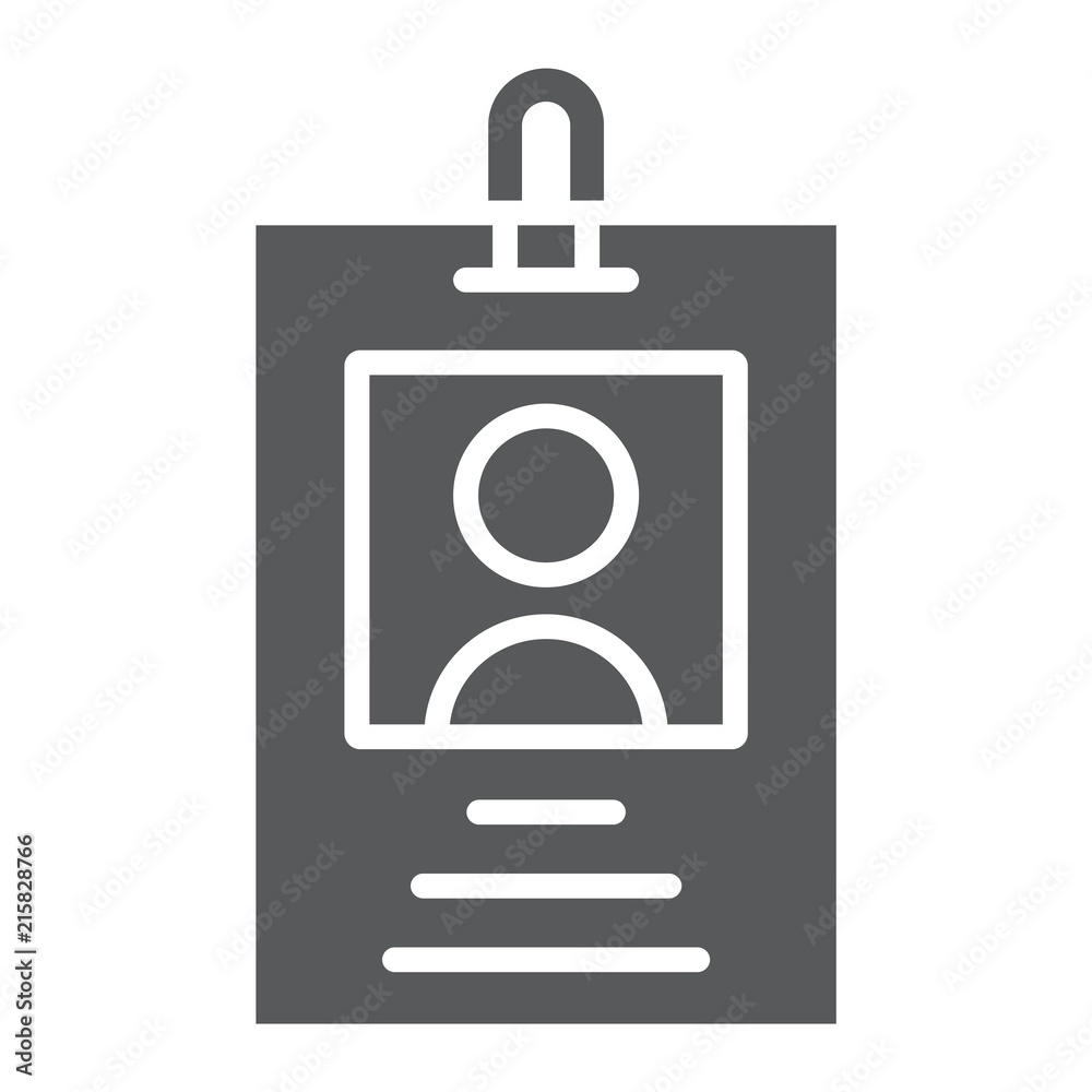 Office badge glyph icon, office and work, card sign, vector graphics, a solid pattern on a white background, eps 10. Office badge glyph icon, office and work, card sign, vector graphics, a solid pattern on a white background, eps 10.