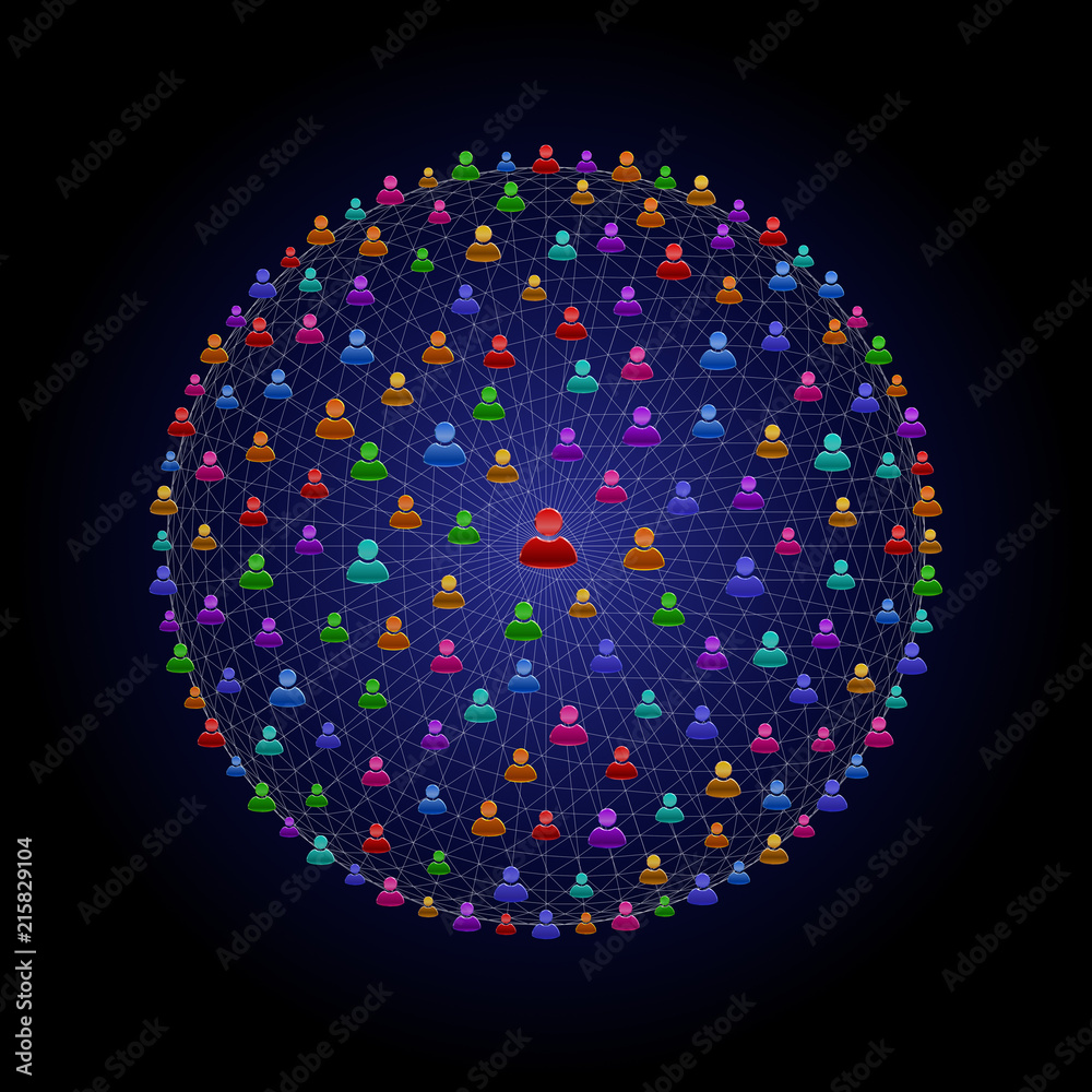 ネットワークで繋がっている人型アイコン Stock Illustration Adobe Stock