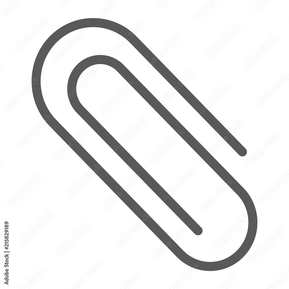Clip line icon, office and work, paperclip sign, vector graphics, a linear pattern on a white background, eps 10. Clip line icon, office and work, paperclip sign, vector graphics, a linear pattern on a white background, eps 10.