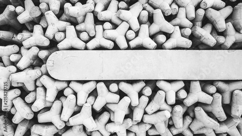 Top view of an abundance of concrete breakwater. photo