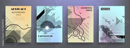 Covers templates set with graphic geometric elements. Applicable for brochures, posters, covers and banners. Vector illustrations.