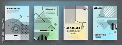 Covers templates set with graphic geometric elements. Applicable for brochures, posters, covers and banners. Vector illustrations.