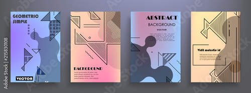 Covers templates set with graphic geometric elements. Applicable for brochures, posters, covers and banners. Vector illustrations.