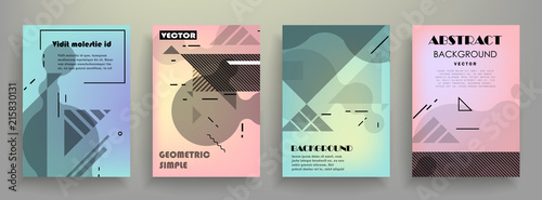 Covers templates set with graphic geometric elements. Applicable for brochures, posters, covers and banners. Vector illustrations.