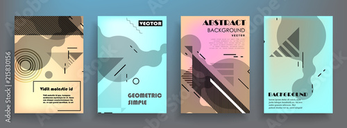 Covers templates set with graphic geometric elements. Applicable for brochures, posters, covers and banners. Vector illustrations.
