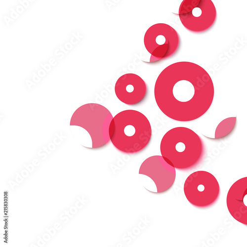 Abstract red background with circles. Overlapping Geometric Circles Design Background