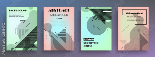 Covers templates set with graphic geometric elements. Applicable for brochures, posters, covers and banners. Vector illustrations.