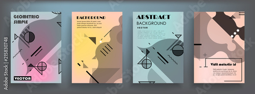 Covers templates set with graphic geometric elements. Applicable for brochures, posters, covers and banners. Vector illustrations.