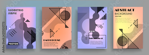 Covers templates set with graphic geometric elements. Applicable for brochures, posters, covers and banners. Vector illustrations.