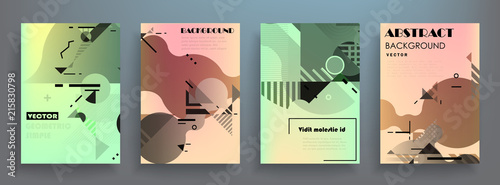 Covers templates set with graphic geometric elements. Applicable for brochures, posters, covers and banners. Vector illustrations.