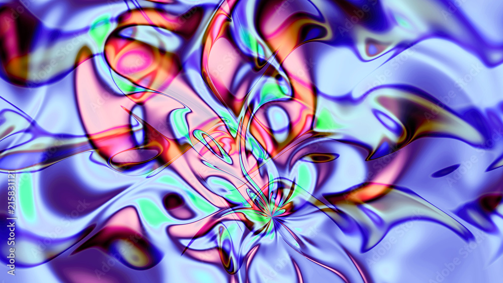 Fototapeta premium Stained glass. Vortex time and space. Nacre. 3D surreal illustration. Sacred geometry. Mysterious psychedelic relaxation pattern. Fractal abstract texture. Digital artwork graphic astrology magic