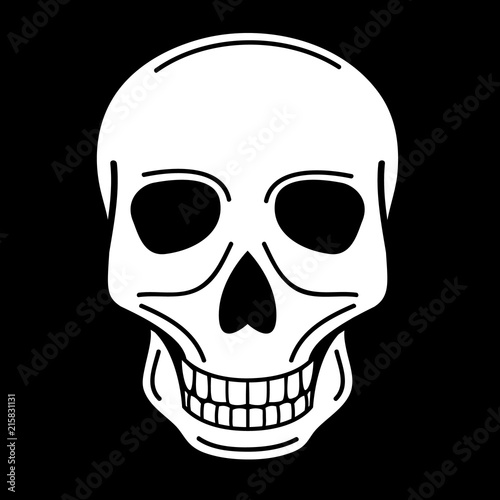 vector illustration of human skull on black background