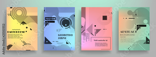 Covers templates set with graphic geometric elements. Applicable for brochures, posters, covers and banners. Vector illustrations.