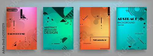 Covers templates set with graphic geometric elements. Applicable for brochures, posters, covers and banners. Vector illustrations.
