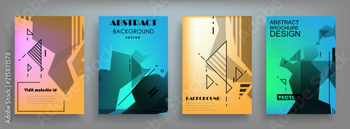 Covers templates set with graphic geometric elements. Applicable for brochures, posters, covers and banners. Vector illustrations.