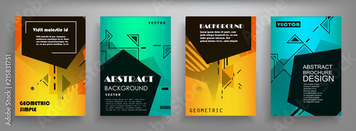 Covers templates set with graphic geometric elements. Applicable for brochures, posters, covers and banners. Vector illustrations.