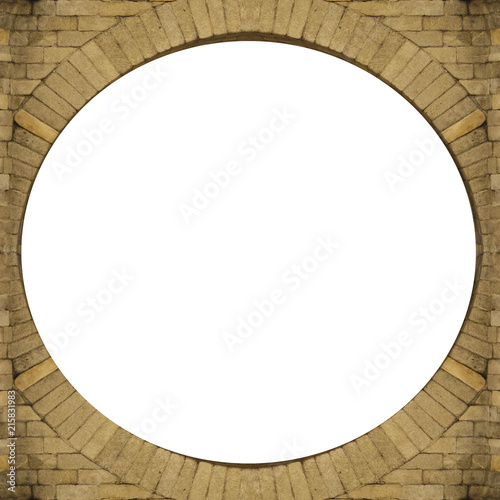 Circle Frame Background with Brick Wall Borders