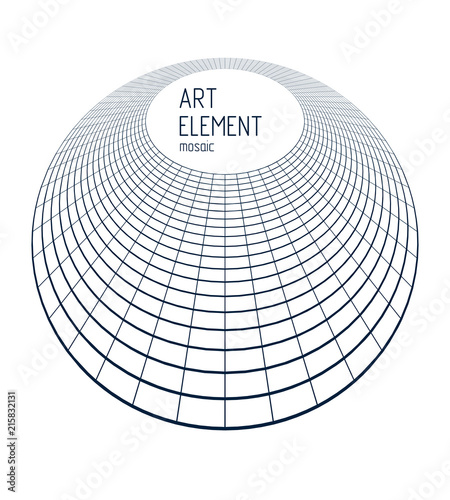 Mesh lines 3d vector design in a shape of circle, abstract background dimensional low poly art.