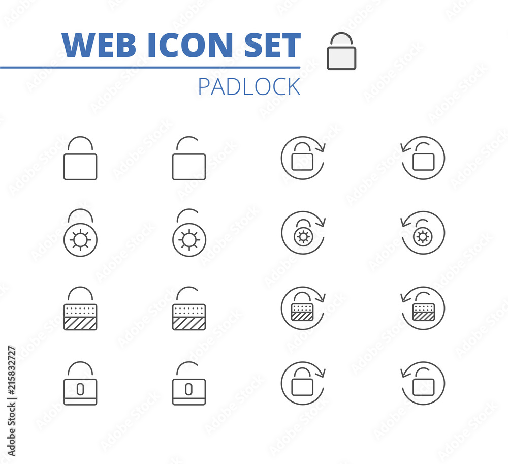 Lock vector icons outline set. Illustration isolated for graphic and web design. Lock vector icons outline set. Illustration isolated for graphic and web design.