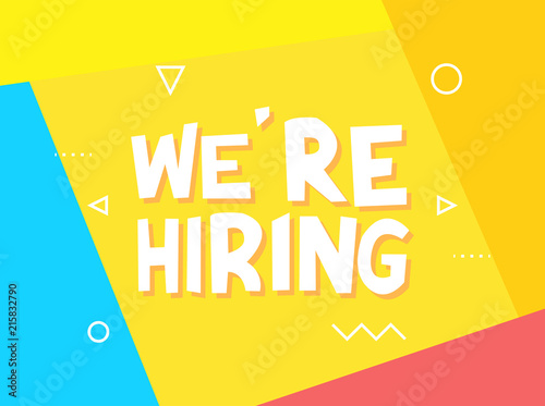 We are now Hiring, Join the Team. Advertisement Poster or Banner Design. Yellow abstract background.
