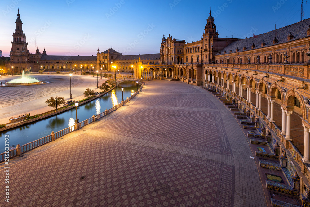 Great city scape in Seville , Spain