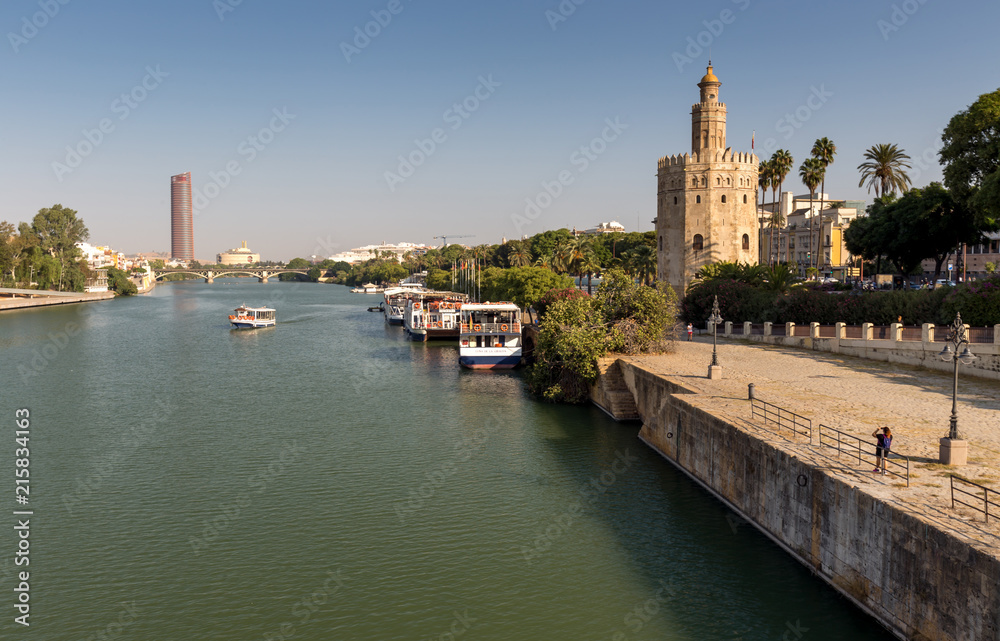 Great city scape in Seville , Spain