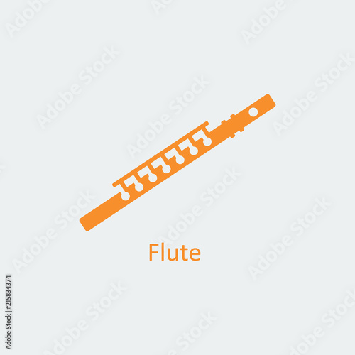 Colored Flute icon. Silhouette vector icon