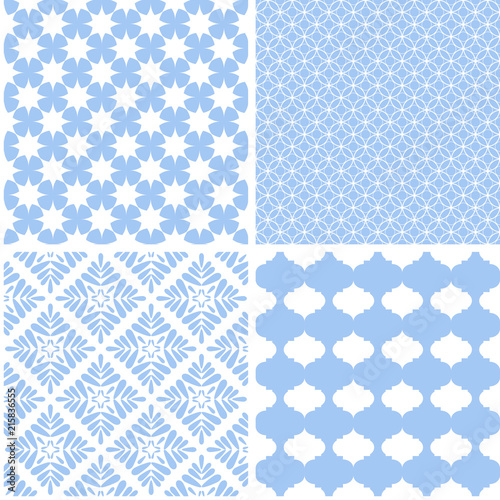 4 different baby girl seamless patterns.