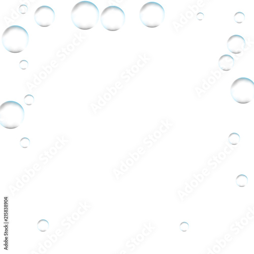 Underwater fizzing air bubbles on white background. Fizzy sparkles in water, sea, aquarium, ocean. Effervescent drink. Undersea vector texture.