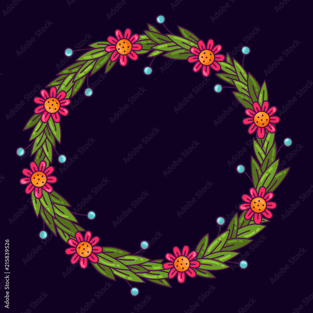 Floral flower wreath round frame vector Floral flower wreath round frame vector