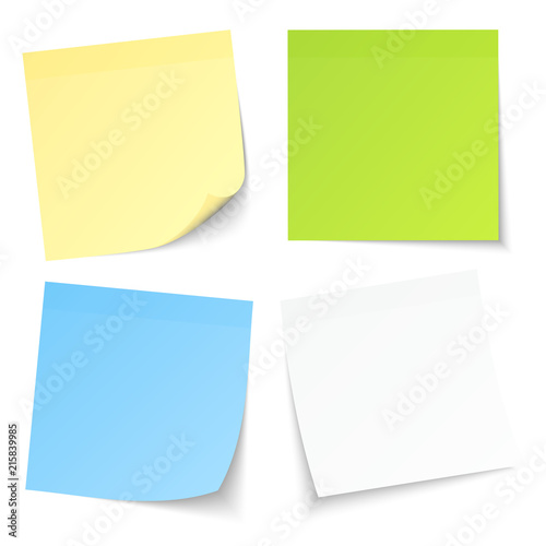 4 Stick Notes Mix Colors Yellow/Green/Blue/White