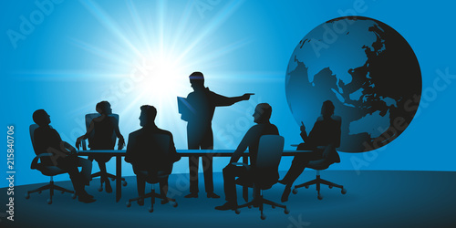 réunion - entreprise - international - commerce - monde - globe - présentation - marché