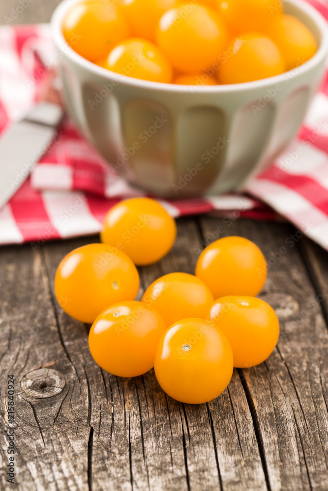 Yellow cherry tomatoes. Yellow cherry tomatoes.