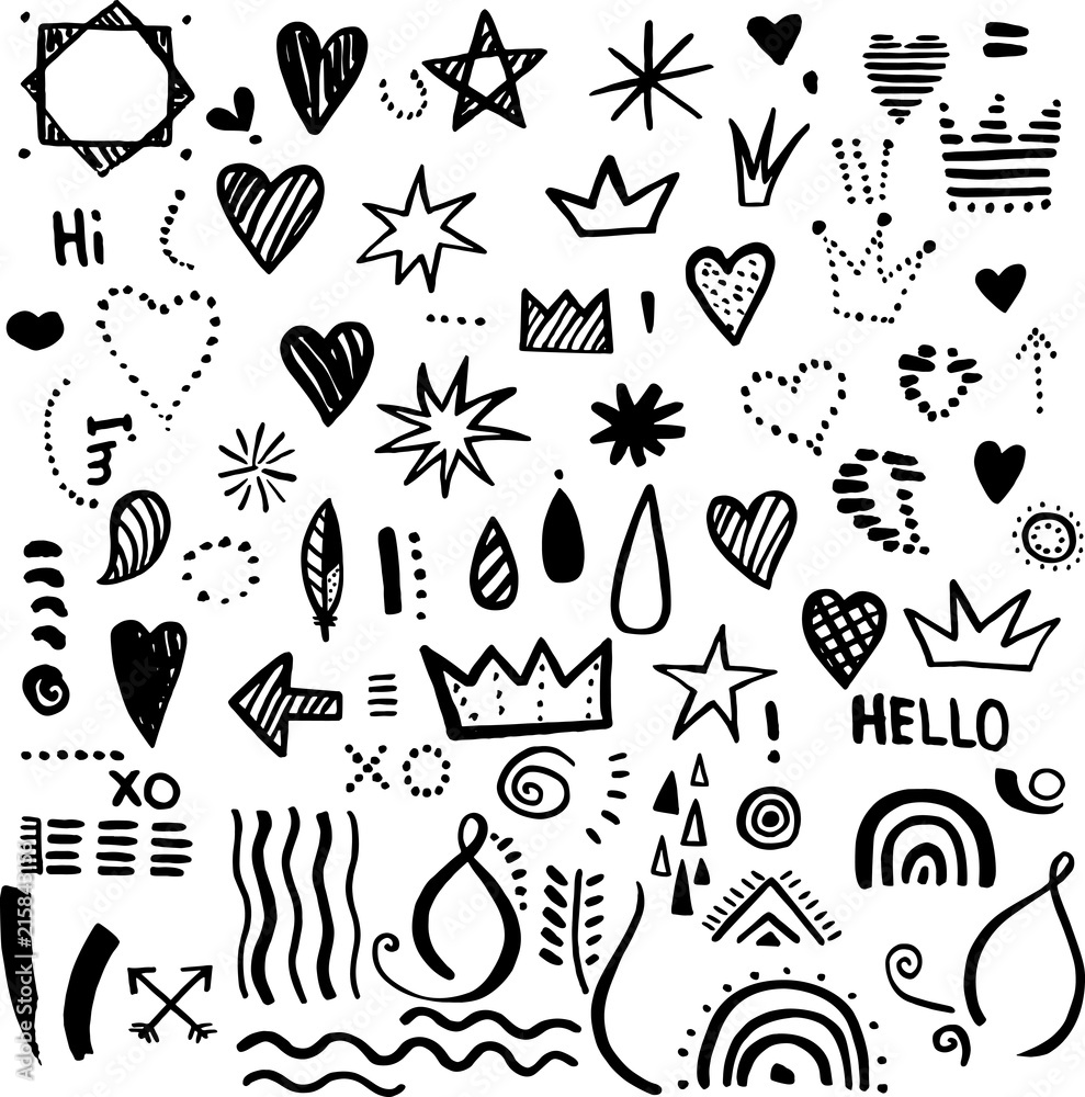 Black ink doodle elements Black ink doodle elements