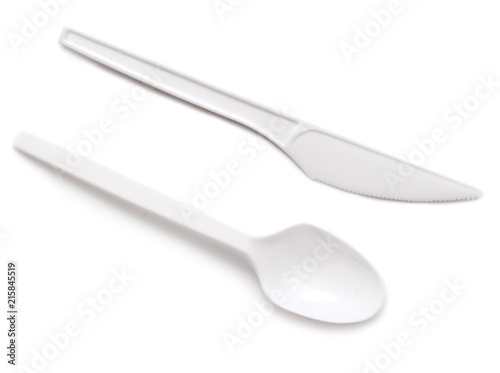 Plastic knife and spoon