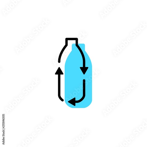 recycle plastic bottle logo icon vector line outline monoline color fill style