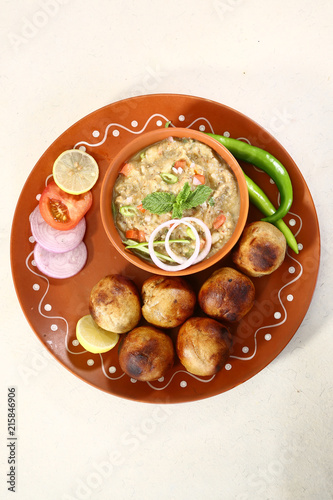 Litti Chokha or Bihari Food Sattu Litty, Indian Food photo