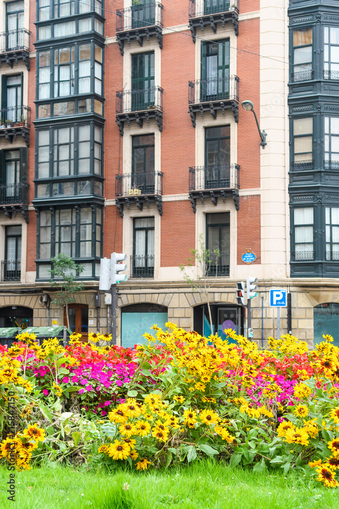 Fototapeta premium traditional houses of bilbao old town, Spain