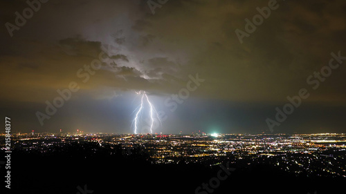 Storm and lightning in the night, Vienna City, Austria