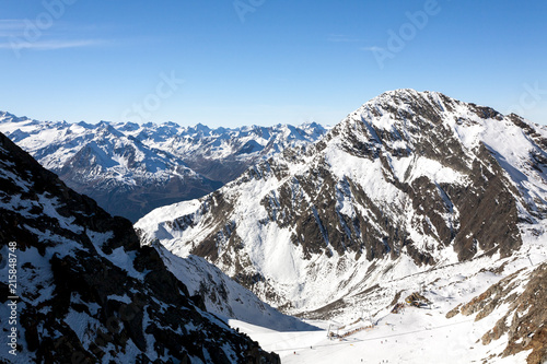 Ski slope in the Alps mountains, Austria, Stubai