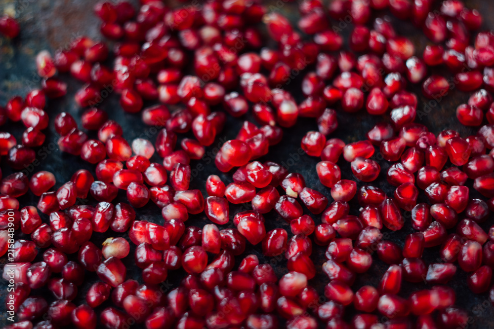 Top view of pomegranate seeds Top view of pomegranate seeds