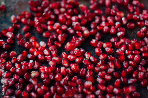 Top view of pomegranate seeds