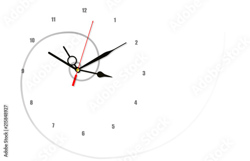 clock with many hands and numbers on white background, time management concept and confusing time concept