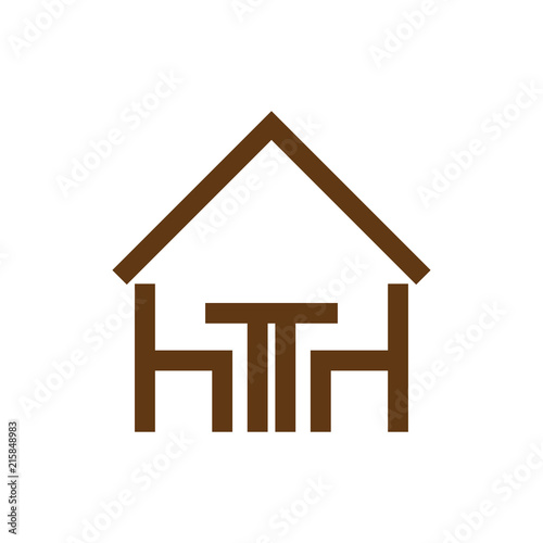 Home with chair and table logo, h and T logo letter design