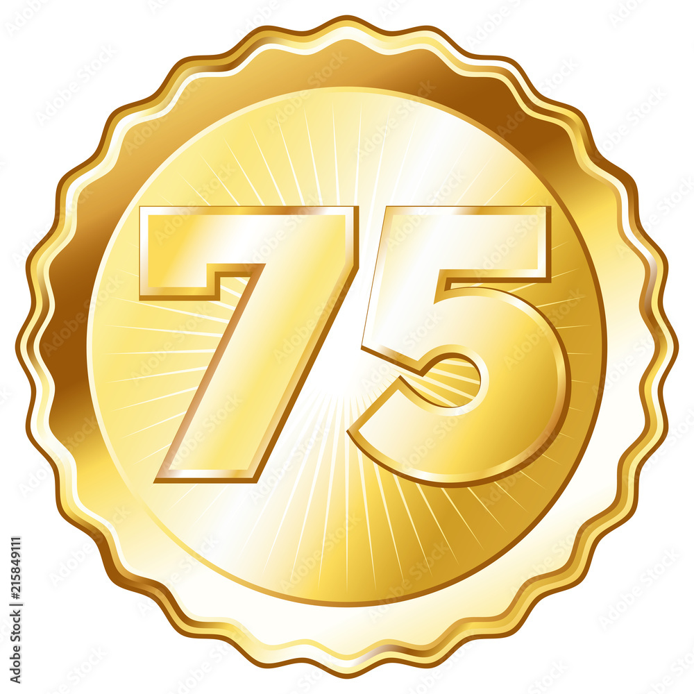 Gold Plate - Badge with Number 75. Stock Vector | Adobe Stock